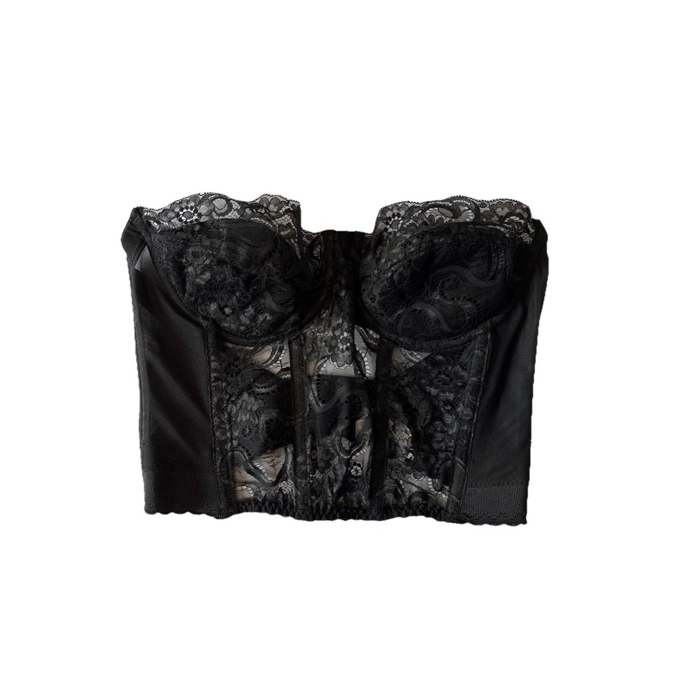 Vtg Cabernet Black Lace Bustier Corset Bra 36B Y2K Whimsigoth Regencycore Goth